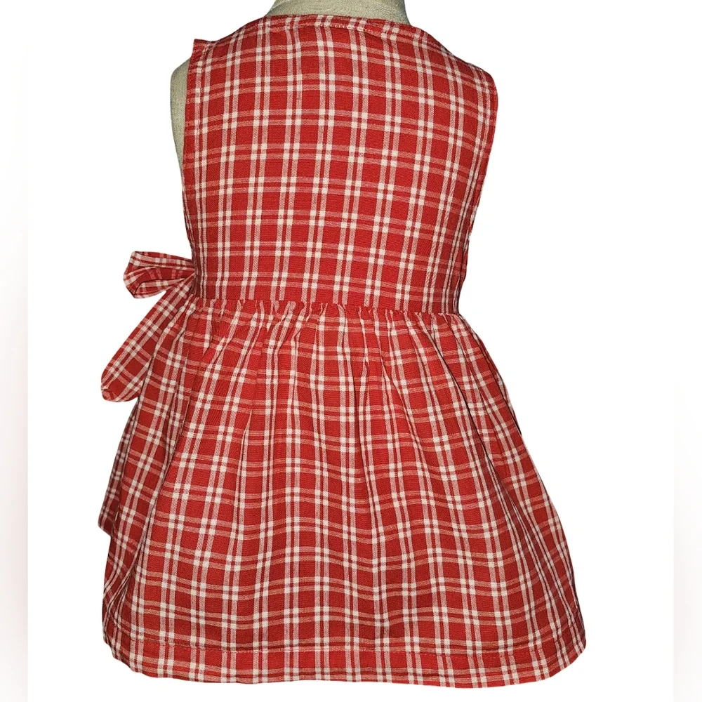 Vtg OshKosh B'gosh Red Gingham Wrap Dress Floral Embroidered USA Toddler Sz 2T - Picture 2 of 16